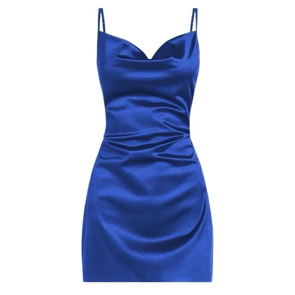 ZAFUL Satin Sleeveless Spaghetti Strap Mini Slip Dress Royal Blue Size 4